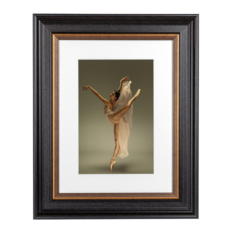 Fotolijst Mozart Zwart/Goud A4 (21x29,7 cm) - Art Print en Passe Partout