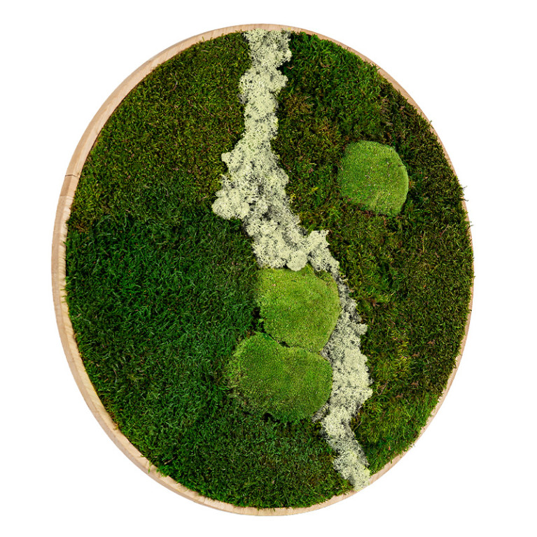 Mosschilderij Rond 100 cm Ongelakt Eiken - Uppsala Latte - Zijaanzicht
