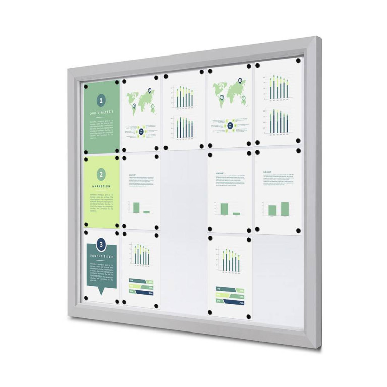 Informatiekast Buiten Whiteboard 15x A4 Breed