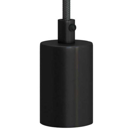 Fitting Metaal Zwart E27 met metalen trekontlaster