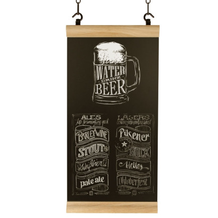 Krijtbord Hook Eiken Industrial 28x61cm met krijt tekening 